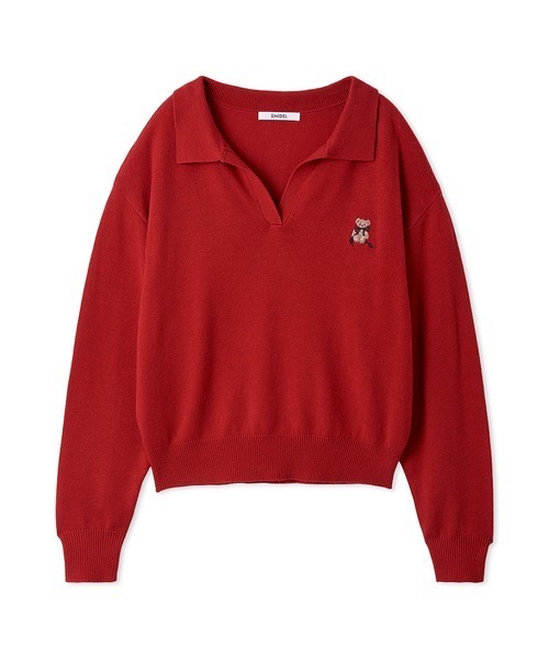 SNIDEL(スナイデル)の「リボンベアスキッパーニットプルオーバー(ニット/セーター・レディース・ネイビー/レッド/アイボリー・F)」の3枚目の写真