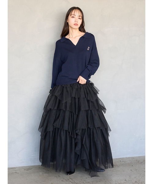 SNIDEL(スナイデル)の「リボンベアスキッパーニットプルオーバー(ニット/セーター・レディース・ネイビー/レッド/アイボリー・F)」の4枚目の写真