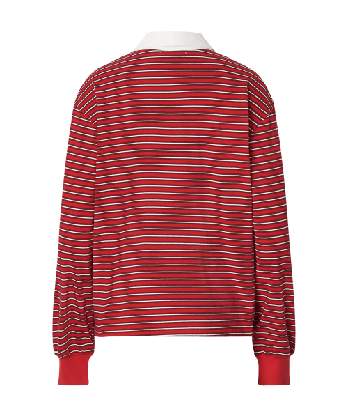 ZEROPLANET（ゼロプラネット）の「シドニーストライプカラー スウェットシャツ [RED]（ポロシャツ・レディース・レッド・FREE）」の6枚目の写真