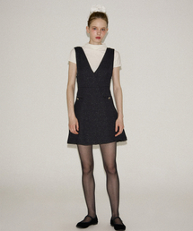 Bella Tweed Mini Dress_ Black