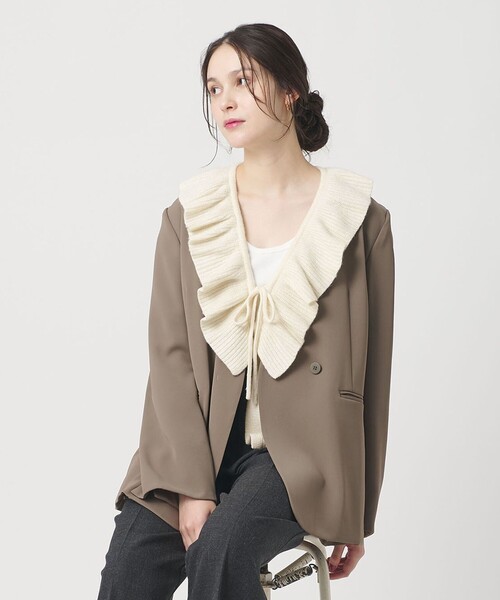 BEAUTY&YOUTH UNITED ARROWS(ビューティーアンドユースユナイテッドアローズ)の「ウールレーヨン ラッフルフリル ニットカーディガン(カーディガン/ボレロ・レディース・オフホワイト/ライラック/ダークグレー・FREE)」の2枚目の写真