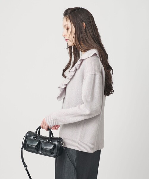 BEAUTY&YOUTH UNITED ARROWS(ビューティーアンドユースユナイテッドアローズ)の「ウールレーヨン ラッフルフリル ニットカーディガン(カーディガン/ボレロ・レディース・オフホワイト/ライラック/ダークグレー・FREE)」の5枚目の写真