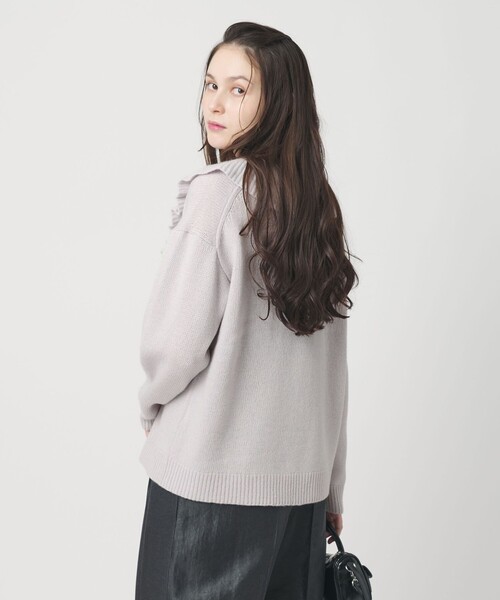 BEAUTY&YOUTH UNITED ARROWS(ビューティーアンドユースユナイテッドアローズ)の「ウールレーヨン ラッフルフリル ニットカーディガン(カーディガン/ボレロ・レディース・オフホワイト/ライラック/ダークグレー・FREE)」の6枚目の写真