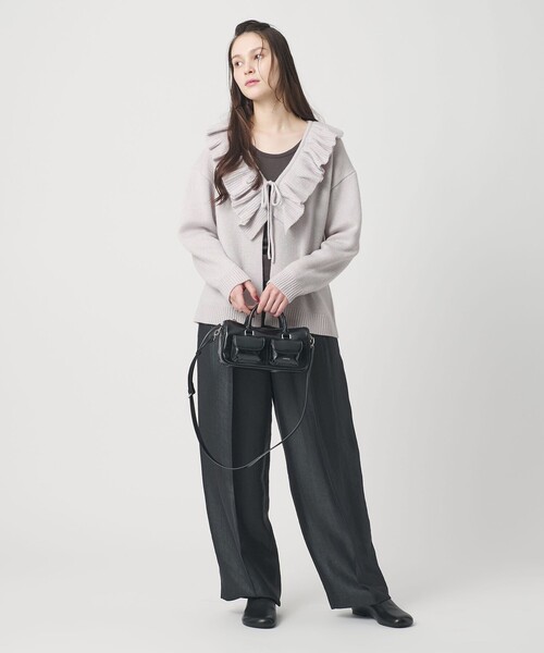 BEAUTY&YOUTH UNITED ARROWS(ビューティーアンドユースユナイテッドアローズ)の「ウールレーヨン ラッフルフリル ニットカーディガン(カーディガン/ボレロ・レディース・オフホワイト/ライラック/ダークグレー・FREE)」の7枚目の写真