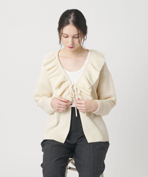 BEAUTY&YOUTH UNITED ARROWS(ビューティーアンドユースユナイテッドアローズ)の「ウールレーヨン ラッフルフリル ニットカーディガン(カーディガン/ボレロ・レディース・オフホワイト/ライラック/ダークグレー・FREE)」の13枚目の写真