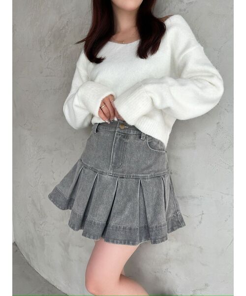 RESEXXY(リゼクシー)の「ボリュームフリルデニムスカート(デニムスカート・レディース・インディゴブルー/グレー・FREE)」の3枚目の写真