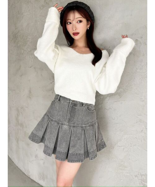 RESEXXY(リゼクシー)の「ボリュームフリルデニムスカート(デニムスカート・レディース・インディゴブルー/グレー・FREE)」の4枚目の写真