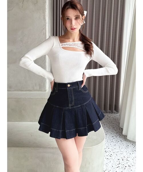 RESEXXY(リゼクシー)の「ボリュームフリルデニムスカート(デニムスカート・レディース・インディゴブルー/グレー・FREE)」の5枚目の写真