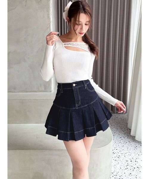 RESEXXY(リゼクシー)の「ボリュームフリルデニムスカート(デニムスカート・レディース・インディゴブルー/グレー・FREE)」の6枚目の写真