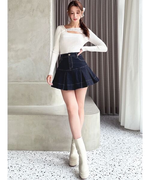 RESEXXY(リゼクシー)の「ボリュームフリルデニムスカート(デニムスカート・レディース・インディゴブルー/グレー・FREE)」の8枚目の写真