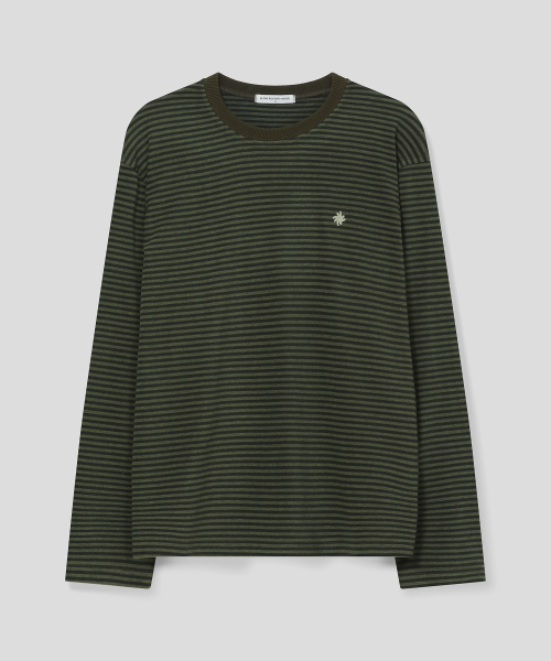 SLOW RECORD HOUSE(スローレコードハウス)の「ストライプロングスリーブ_カーキ(Tシャツ/カットソー・レディース・その他・MEDIUM/LARGE)」の2枚目の写真