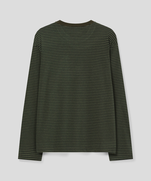 SLOW RECORD HOUSE(スローレコードハウス)の「ストライプロングスリーブ_カーキ(Tシャツ/カットソー・レディース・その他・MEDIUM/LARGE)」の3枚目の写真