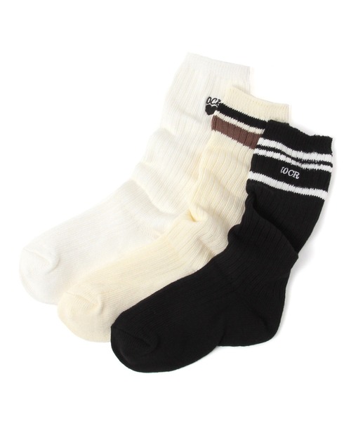 repipi armario(レピピ アルマリオ)の「【10C REPIPI】【3足セット】ルーズソックス(ソックス/靴下・キッズ・ブラック系その他/パープル系その他・SMALL)」の1枚目の写真