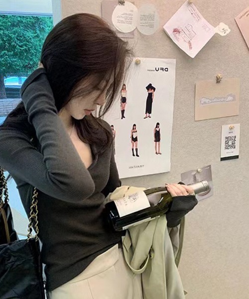 NoBelle(ノベル)の「リブカラーニットセーター ポロ襟付き(ニット/セーター・レディース・グレー/ブラック/ホワイト・S/M)」の11枚目の写真