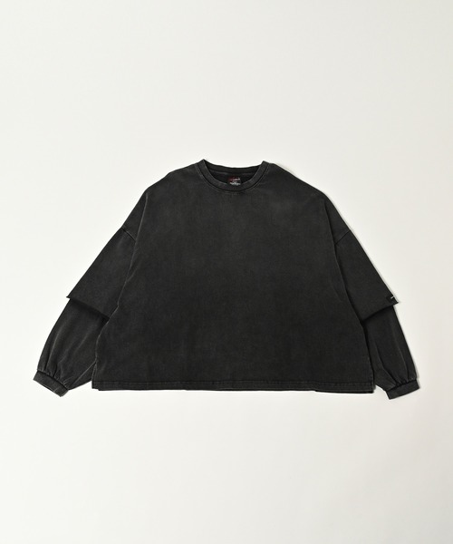 ADAM PATEK（アダムパテック）の「【ADAMPATEK/アダムパテック】wide boxcut layered long sleeve ワイドロンTee（Tシャツ/カットソー・メンズ・ブラック/ホワイト・1/2）」の4枚目の写真