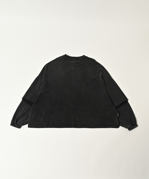 ADAM PATEK（アダムパテック）の「【ADAMPATEK/アダムパテック】wide boxcut layered long sleeve ワイドロンTee（Tシャツ/カットソー・メンズ・ブラック/ホワイト・1/2）」の5枚目の写真