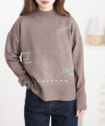 Anna Nicola ランダムロゴ刺繍ニット