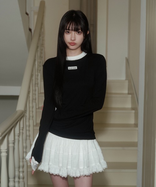 silent(and)（サイレントアンド）の「shirring frill mini skirt（スカート・レディース・ホワイト・MEDIUM）」の7枚目の写真