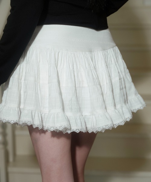 silent(and)（サイレントアンド）の「shirring frill mini skirt（スカート・レディース・ホワイト・MEDIUM）」の14枚目の写真