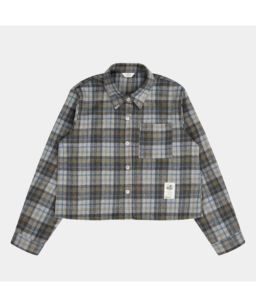PIGMENT（ピグメント）の「ラベル起毛チェックジャケット (KYNB2510006)（テーラードジャケット・レディース・ブラウン/チャコール・FREE）」の2枚目の写真