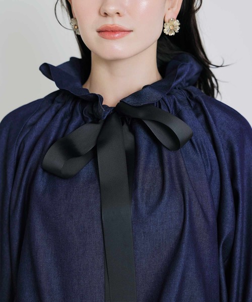 PICCIN(ピッチン)の「ビッグカラーグログランリボンブラウス(シャツ/ブラウス・レディース・ホワイト系その他/ネイビー/アイボリー・M)」の12枚目の写真