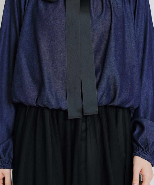 PICCIN(ピッチン)の「ビッグカラーグログランリボンブラウス(シャツ/ブラウス・レディース・ホワイト系その他/ネイビー/アイボリー・M)」の16枚目の写真