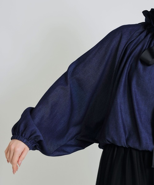 PICCIN(ピッチン)の「ビッグカラーグログランリボンブラウス(シャツ/ブラウス・レディース・ホワイト系その他/ネイビー/アイボリー・M)」の14枚目の写真