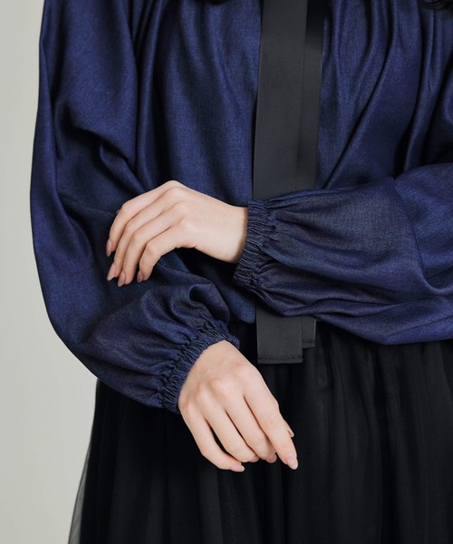 PICCIN(ピッチン)の「ビッグカラーグログランリボンブラウス(シャツ/ブラウス・レディース・ホワイト系その他/ネイビー/アイボリー・M)」の15枚目の写真