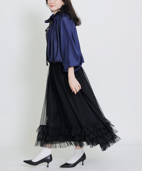 PICCIN(ピッチン)の「ビッグカラーグログランリボンブラウス(シャツ/ブラウス・レディース・ホワイト系その他/ネイビー/アイボリー・M)」の10枚目の写真