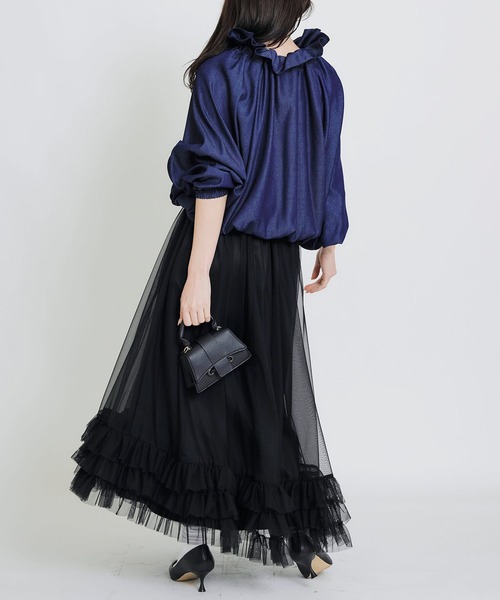 PICCIN(ピッチン)の「ビッグカラーグログランリボンブラウス(シャツ/ブラウス・レディース・ホワイト系その他/ネイビー/アイボリー・M)」の11枚目の写真