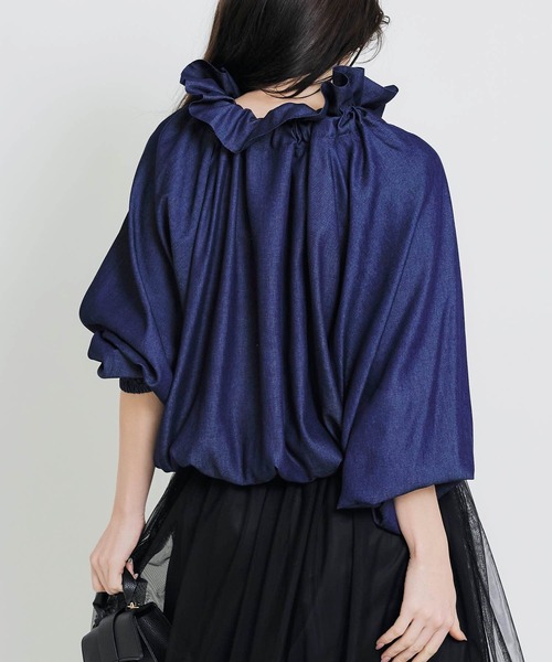 PICCIN(ピッチン)の「ビッグカラーグログランリボンブラウス(シャツ/ブラウス・レディース・ホワイト系その他/ネイビー/アイボリー・M)」の7枚目の写真