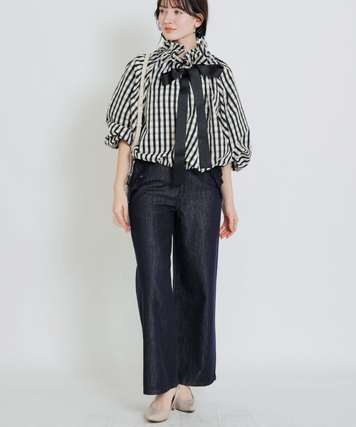 PICCIN(ピッチン)の「ビッグカラーグログランリボンブラウス(シャツ/ブラウス・レディース・ホワイト系その他/ネイビー/アイボリー・M)」の22枚目の写真