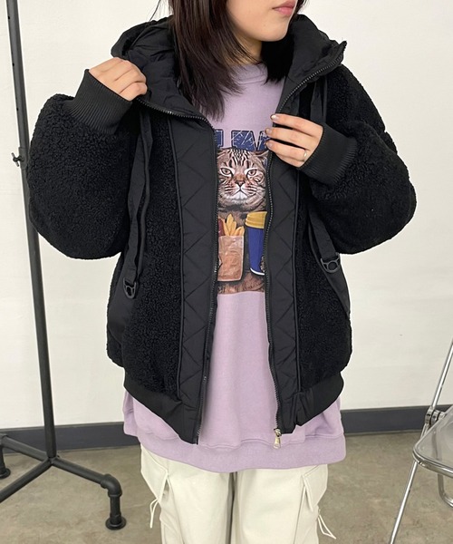 CRB(シーアールビー)の「キルト切替ボアフードブルゾン(ブルゾン・レディース・ブラック/ベージュ/ブラウン・F)」の12枚目の写真