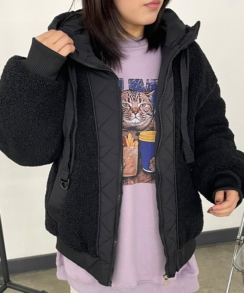 CRB(シーアールビー)の「キルト切替ボアフードブルゾン(ブルゾン・レディース・ブラック/ベージュ/ブラウン・F)」の13枚目の写真