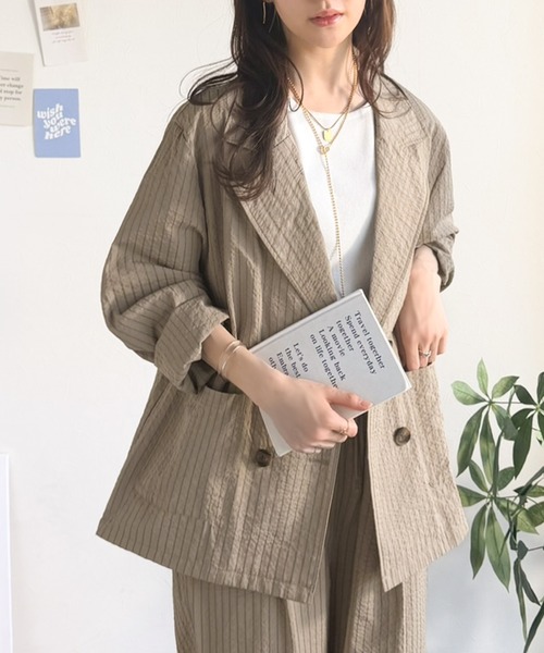 classicalelf(クラシカルエルフ)の「さらっと羽織る、立体の表情。サッカー素材ダブルテーラードジャケット(長袖)(テーラードジャケット・レディース・モカ/ブラック/アイボリー・LARGE/MEDIUM/X-LARGE/SMALL)」の20枚目の写真