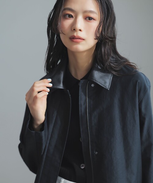 ICB(アイシービー)の「ライトモールスキン キルトライナー付きステンカラーコート(ミリタリージャケット・レディース・ベージュ系/ネイビー系・44/42)」の9枚目の写真