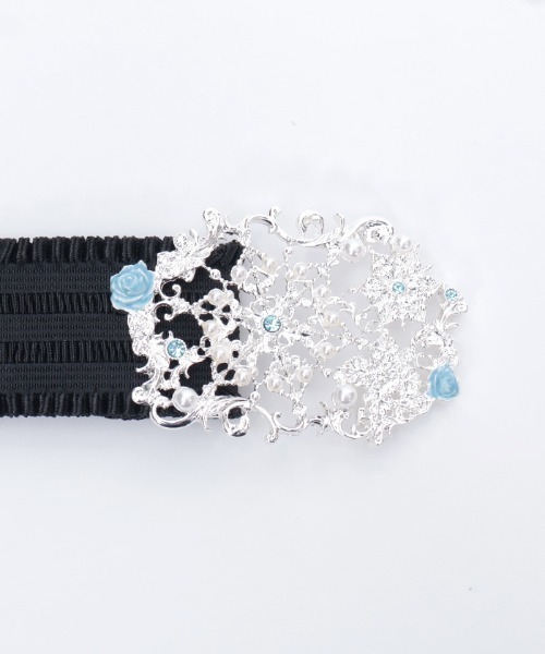 axes femme(アクシーズファム)の「雪薔薇モチーフゴムベルト(ベルト・レディース・シルバー/ゴールド・FREE)」の8枚目の写真