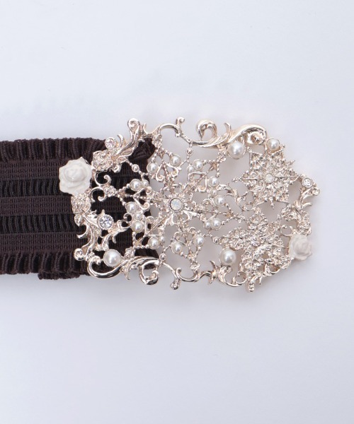 axes femme(アクシーズファム)の「雪薔薇モチーフゴムベルト(ベルト・レディース・シルバー/ゴールド・FREE)」の4枚目の写真