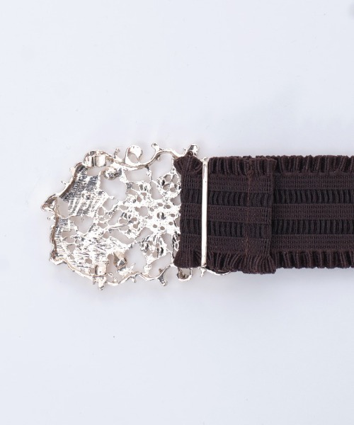 axes femme(アクシーズファム)の「雪薔薇モチーフゴムベルト(ベルト・レディース・シルバー/ゴールド・FREE)」の5枚目の写真