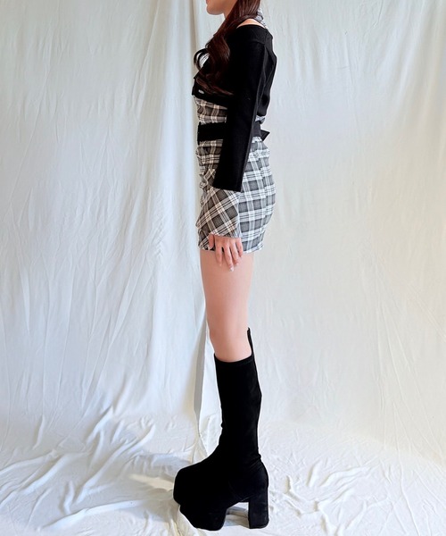 NOMAE（ノーマエ）の「【セットアップ対応】チェックシャツレイヤードニット（ニット/セーター・レディース・グレー系その他/ホワイト系その他/ベージュ系その他/ブラウン系その他・FREE）」の11枚目の写真