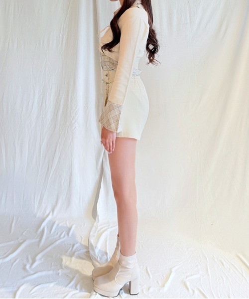 NOMAE（ノーマエ）の「【セットアップ対応】チェックシャツレイヤードニット（ニット/セーター・レディース・グレー系その他/ホワイト系その他/ベージュ系その他/ブラウン系その他・FREE）」の13枚目の写真