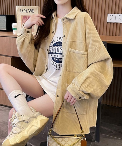 SallyLunn(サリーラン)の「コーデュロイシャツジャケット(その他アウター・レディース・イエロー/オリーブ/ベージュ・MEDIUM/LARGE)」の1枚目の写真