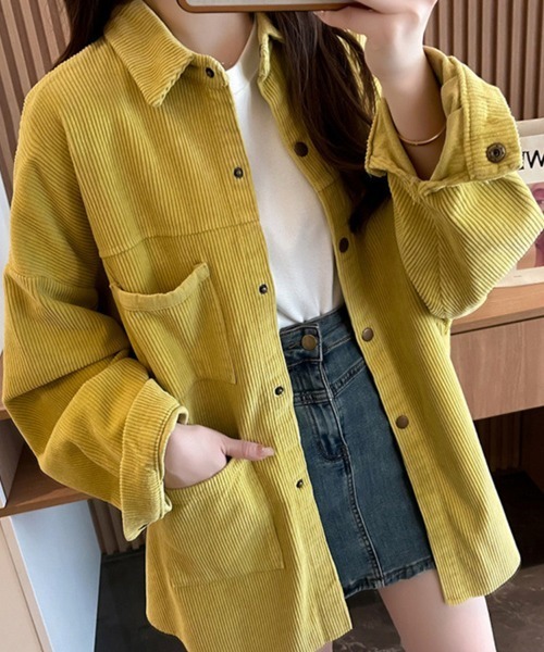 SallyLunn(サリーラン)の「コーデュロイシャツジャケット(その他アウター・レディース・イエロー/オリーブ/ベージュ・MEDIUM/LARGE)」の3枚目の写真