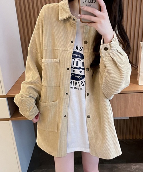 SallyLunn(サリーラン)の「コーデュロイシャツジャケット(その他アウター・レディース・イエロー/オリーブ/ベージュ・MEDIUM/LARGE)」の5枚目の写真