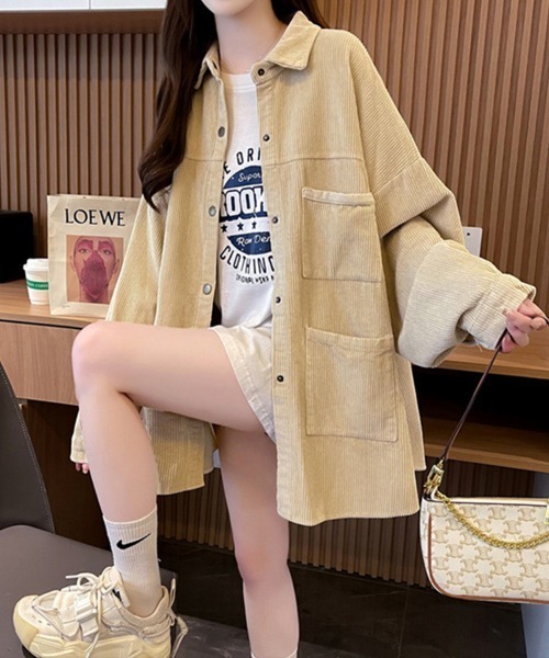 SallyLunn(サリーラン)の「コーデュロイシャツジャケット(その他アウター・レディース・イエロー/オリーブ/ベージュ・MEDIUM/LARGE)」の7枚目の写真