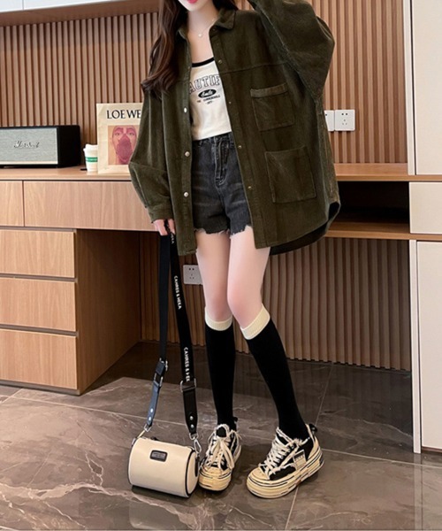 SallyLunn(サリーラン)の「コーデュロイシャツジャケット(その他アウター・レディース・イエロー/オリーブ/ベージュ・MEDIUM/LARGE)」の6枚目の写真