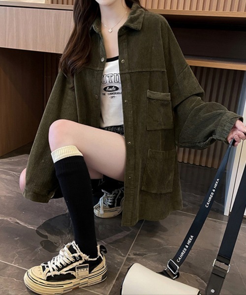 SallyLunn(サリーラン)の「コーデュロイシャツジャケット(その他アウター・レディース・イエロー/オリーブ/ベージュ・MEDIUM/LARGE)」の13枚目の写真
