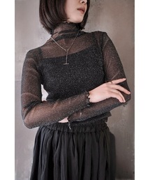 SALTMINT（ソルトミント）の「シースルーラメ長袖トップス（Tシャツ/カットソー）」