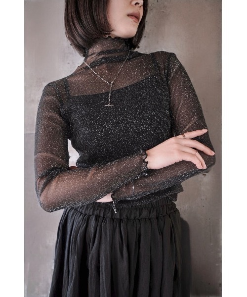 SALTMINT(ソルトミント)の「シースルーラメ長袖トップス(Tシャツ/カットソー・レディース・アイボリー/ブラック/グレー・FREE)」の1枚目の写真
