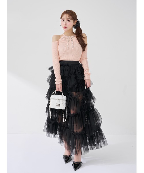 リボンビジューアメスリニットトップス（ニット/セーター）｜Darich